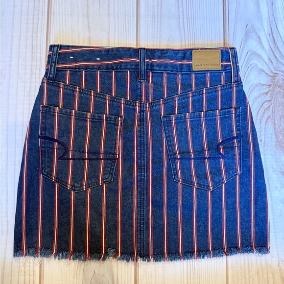 American Eagle Outfitters Blue Red Pencil Mini Skirt - Picture 4 of 5
